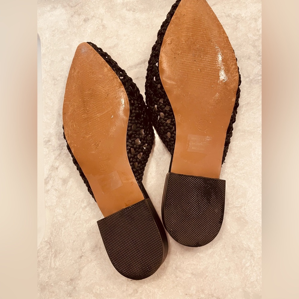 Joie Behold Black Woven Pointed Toe Mules/ no box/great condition - Picture 13 of 15